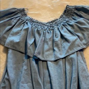 Express off the shoulder jeans blouse